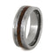 Gibeon Meteorite, Petrified Wood 8mm Comfort-Fit Titanium Ring, Size 12