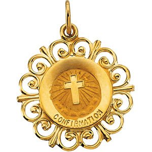 14k Yellow Gold Confirmation Medal (20x18.5 MM)