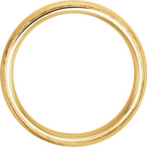 14k Yellow Gold Hammer Finished 5mm Comfort Fit Dome Band, Size8