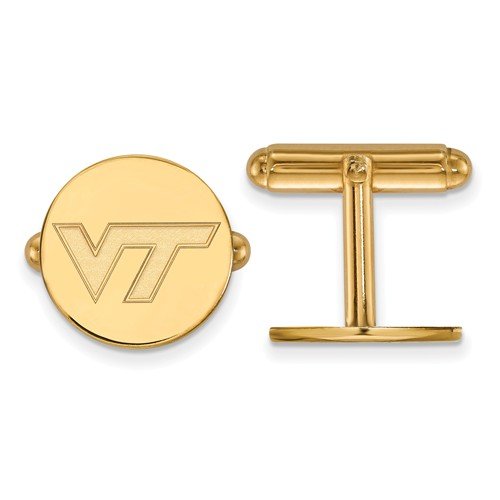 Gold-Plated Sterling Silver Virginia Tech Round Cuff Links, 15MM
