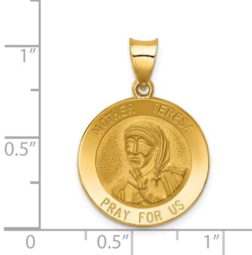 14k Yellow Gold Mother Teresa Medal Pendant (21X19MM)