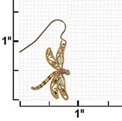 10k Yellow Gold Dragonfly Filigree Earrings, 12k Green Gold, 12k Rose Gold Black Hills Gold