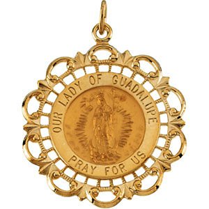 14k Yellow Gold Our Lady of Guadalupe Medal 31x26.5mm