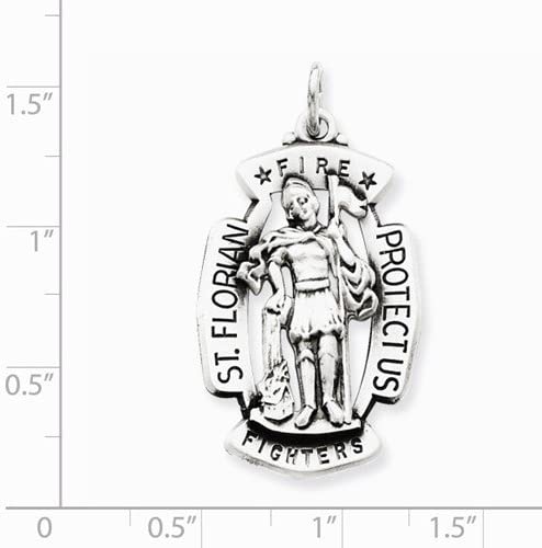 Sterling Silver Antiqued Saint Florian Medal (40X21MM)