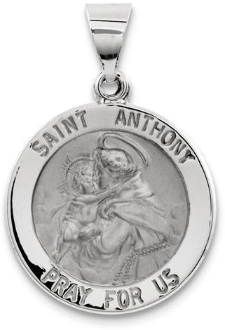 Rhodium-Plated 14k White Gold St. Anthony Medal Pendant (20X19MM)