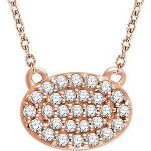 Diamond Oval Pendant Necklace 14k Rose Gold, 18" (.20 Cttw)