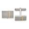 Yellow IP-Plated Grey Titanium Satin-Brushed Cubic Zirconia Rectangle Cuff Links