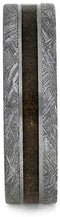 The Men's Jewelry Store (Unisex Jewelry) Gibeon Meteorite, Matte Titanium 7mm Comfort-Fit Whiskey Barrel Oak Wood Sleeve Band, Size 12.75