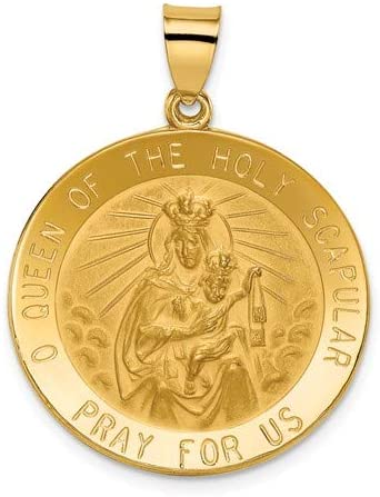 14k Yellow Gold Queen of the Holy Scapular Reversible Medal Pendant (28X25MM)