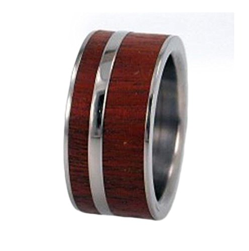 Peruvian Ipe Inlay 8mm Comfort-Fit Titanium Interchangeable Wedding Ring