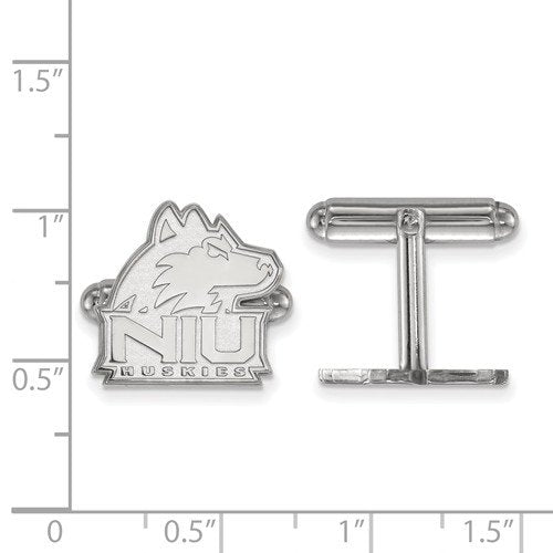Rhodium-Plated Sterling Silver Northern Illinois University Cuff Links, 15X16MM
