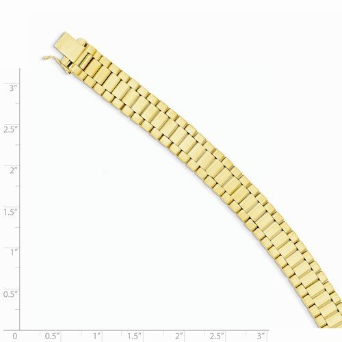 Men's Satin Brushed 14k Yellow Gold 10mm Link Bracelet, 8"