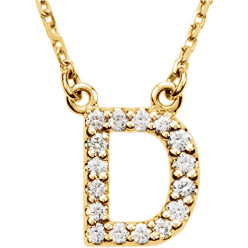 14k Yellow Gold Diamond Initial 'D' 1/6 Cttw Necklace, 16" (GH Color, I1 Clarity)