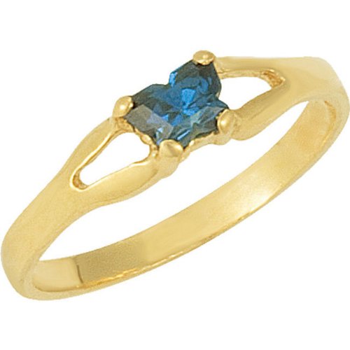 14k Yellow Gold May CZ Birthstone Ring, Size 3