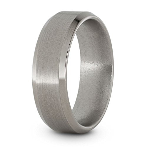 Satin Titanium 7mm Comfort-Fit Beveled Edge Wedding Band