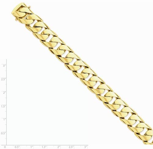 Men's Hand-Polished 14k Yellow Gold 15.4mm Cuban Link Bracelet, 9 Inches