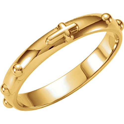 10k Yellow Gold 4mm Rosary Ring, Size 11.5