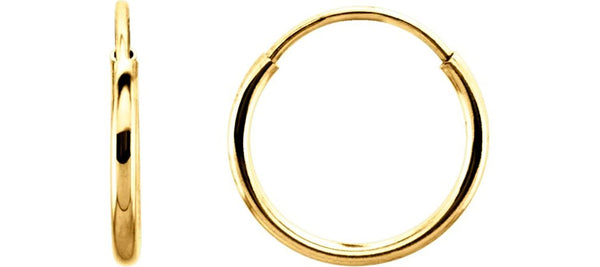 Petite Endless Hoop Earrings, 14k Yellow Gold (10mm)