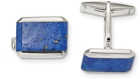 Sterling Silver Rectangle Lapis Cuff Links, 24.1X17.2MM