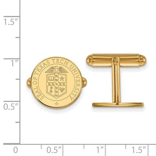 14K Yellow Gold Texas Tech University Crest Cuff Links, 15MM