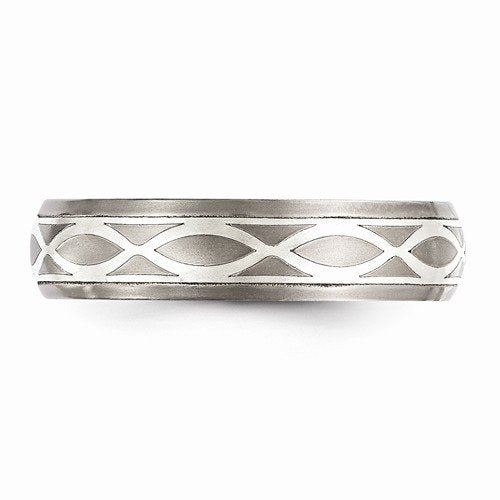 Edward Mirell Titanium and Sterling Silver Infinity 6mm Wedding Band