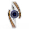 Blue Sapphire, Koa Wood 10mm Titanium Comfort-Fit Engagement Wedding Ring