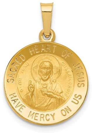 14k Yellow Gold Sacred Heart of Jesus Medal Pendant (18x15MM)