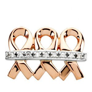Diamond Breast Cancer Ribbon 'Me and My Two Friends' 14k Rose Gold and White Gold Diamond Pendant (.045 Ctw, GH, SI2-SI3)