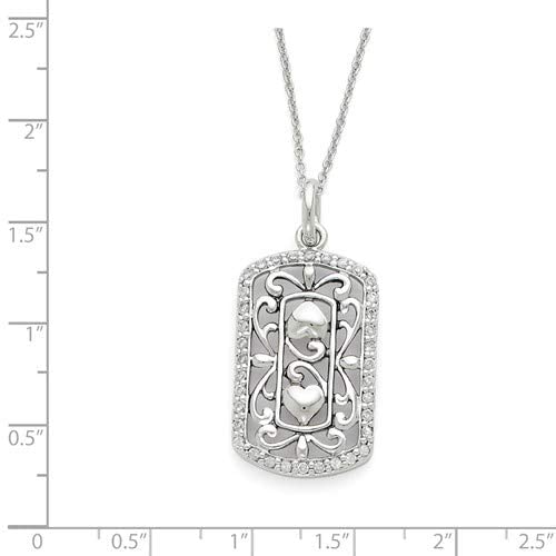 CZ 'Thankful For You' Necklace, Rhodium-Plated Sterling Silver, 18" (36x17MM)