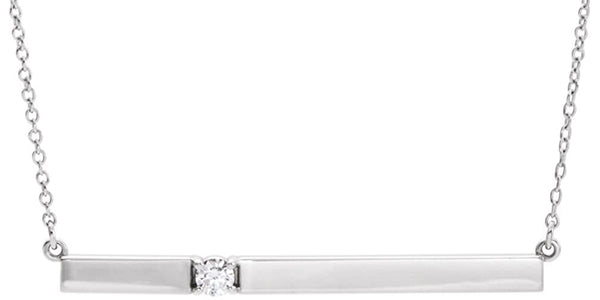 Diamond Solitaire Bar Rhodium Plate 14k White Gold Necklace, 17.5'' (.10 Cttw)