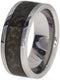 Custom Deer Antler Inlay 8mm Comfort Fit Titanium Band, Size 9.25