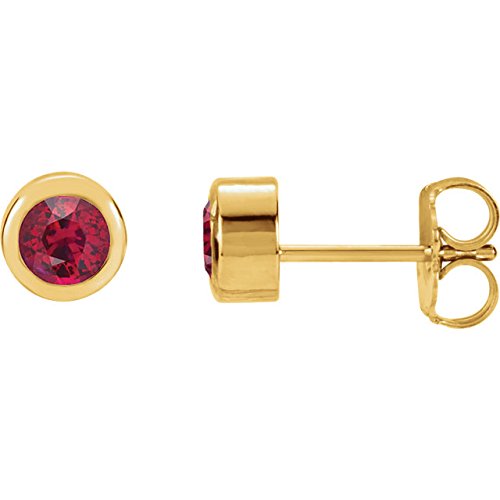 Chatham Created Ruby Earrings, 14k Yellow Gold