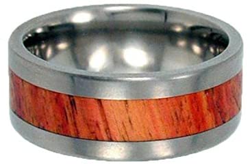 Tulip Wood Inlay 8mm Comfort Fit Titanium Band, Size 12.75