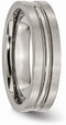 Brushed Titanium 6mm Grooved Comfort-Fit Wedding Band, Size 7