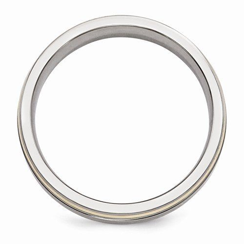 Gold Inlay Collection Titanium, 14k Yellow Gold 6mm Dome Band