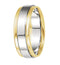 7.5 mm 18k Yellow Gold and Platinum Two-Tone Grooved Edge Flat Comfort Fit Band, Size 5.5