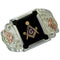 Onyx Free Mason's Signet Ring, Sterling Silver, 12k Green Gold, 12k Rose Gold Black Hills Gold Motif, Size 10