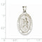 Rhodium Plated 14k White Gold Polished And Satin St. Christopher Medal Pendant (26X16MM)