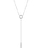 Circle and Bar Dangle Necklace in 14k White Gold, Adjustable 16-18"