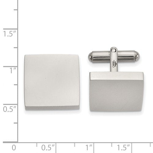 Stainless Steel Polished white Square Cuff Links, 19.37MMX17.94MM