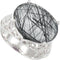 Tourmalinated Black Quartz Sterling Silver Filigree Ring, Size 6