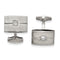 Stainless Steel Polished White Cubic Zirconia Rectangle Cuff Links