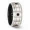 Edward Mirell Black Titanium and Sterling Silver Black Spinel 10mm Wedding Band