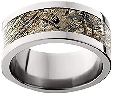 Mossy Oak Duck Blind Camo 10mm Comfort-Fit Titanium Ring, Size 8.5