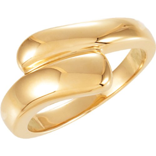 7mm 14k Yellow Gold Sculptured Bypass Ring, Size 6 to7