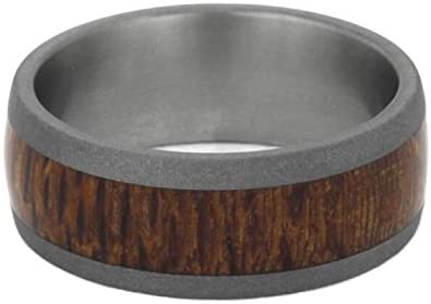 Leopard Wood 8mm Sandblasted Comfort-Fit Titanium Wedding Band, Size 7.5