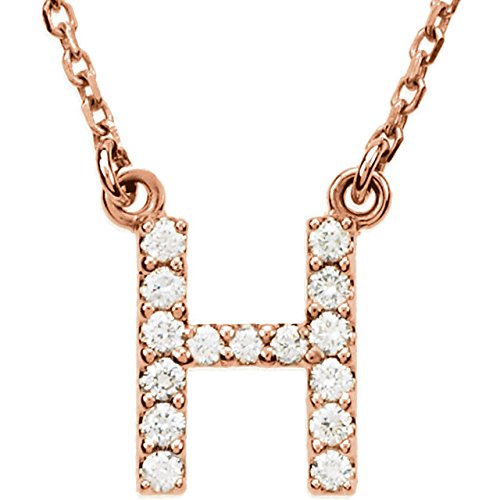 14k Rose Gold Diamond Initial 'H' 1/6 Cttw Necklace, 16" (GH Color, I1 Clarity)