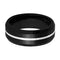 Men's Black Ceramic, Sterling Silver Inlay Stripe 8mm Comfort-Fit Band