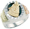 Men's Diamond-Cut Onyx Wolf Ring, Sterling Silver, 12k Green and Rose Gold Black Hills Gold Motif