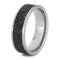 Black or White Meteorite Ring with 14k Yellow Gold Flecks 7mm Comfort-Fit Titanium Band